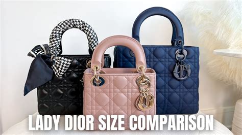 lady dior size comparison|lady dior mini vs small.